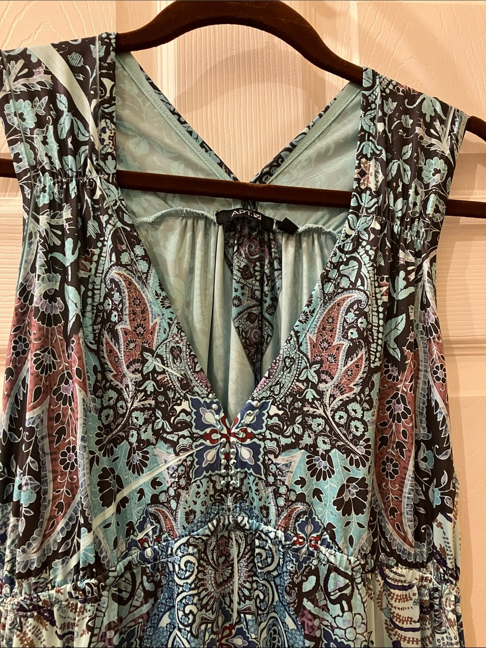 Apt. 9 Teal Paisley Print V-Neck Midi Dress - Picture 2 of 12
